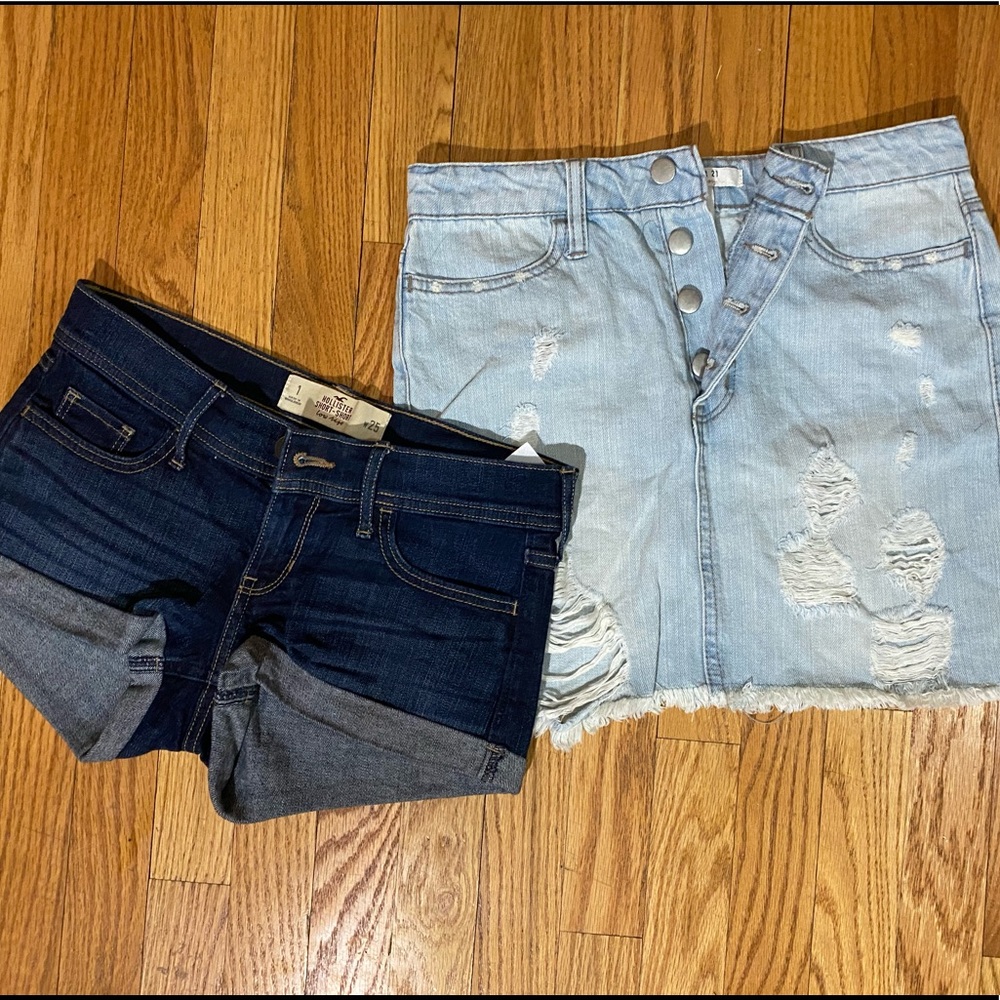 Bundle 2 pieces!! Holister denim shorts and Forever 21 denim skirt